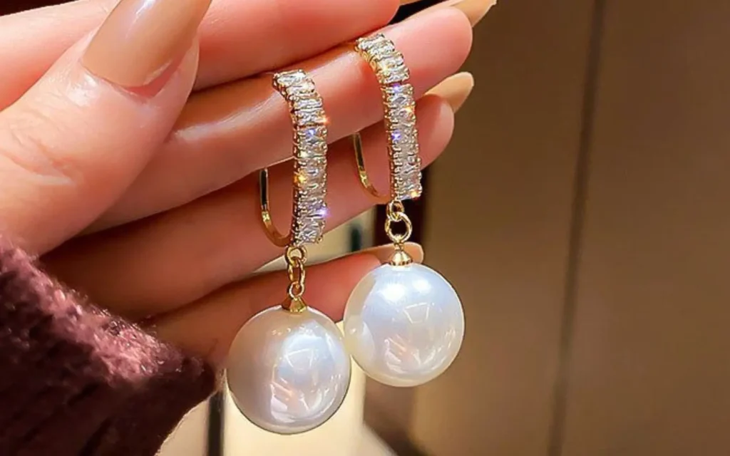 silver earrings pearl